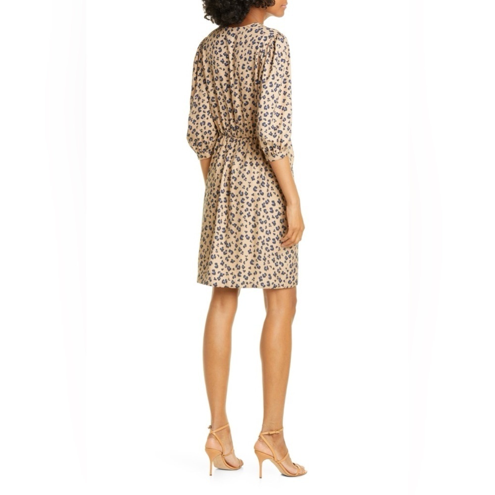 REBECCA TAYLOR Cheetah-Print Blouson Silk Dress NWT Size 6 - Picture 4 of 12